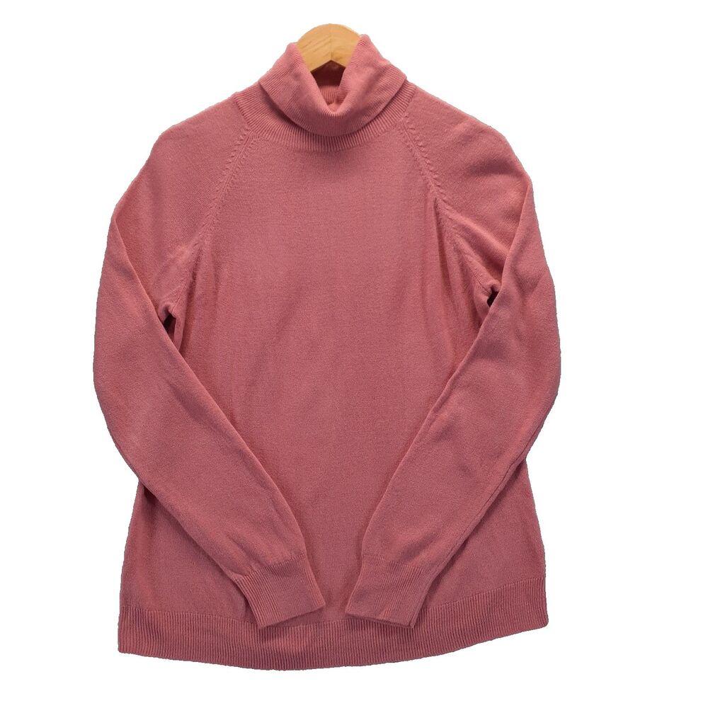 Karen Scott Women Sz L Sweater Turtleneck Pullover Pink Long Sleeve NWT